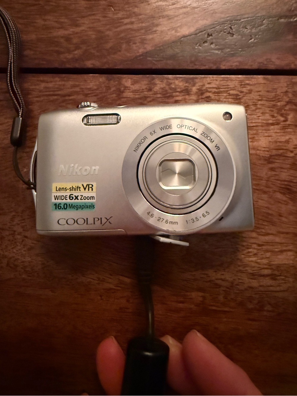 Nikon Coolpix w charger, USB cable and SD card.